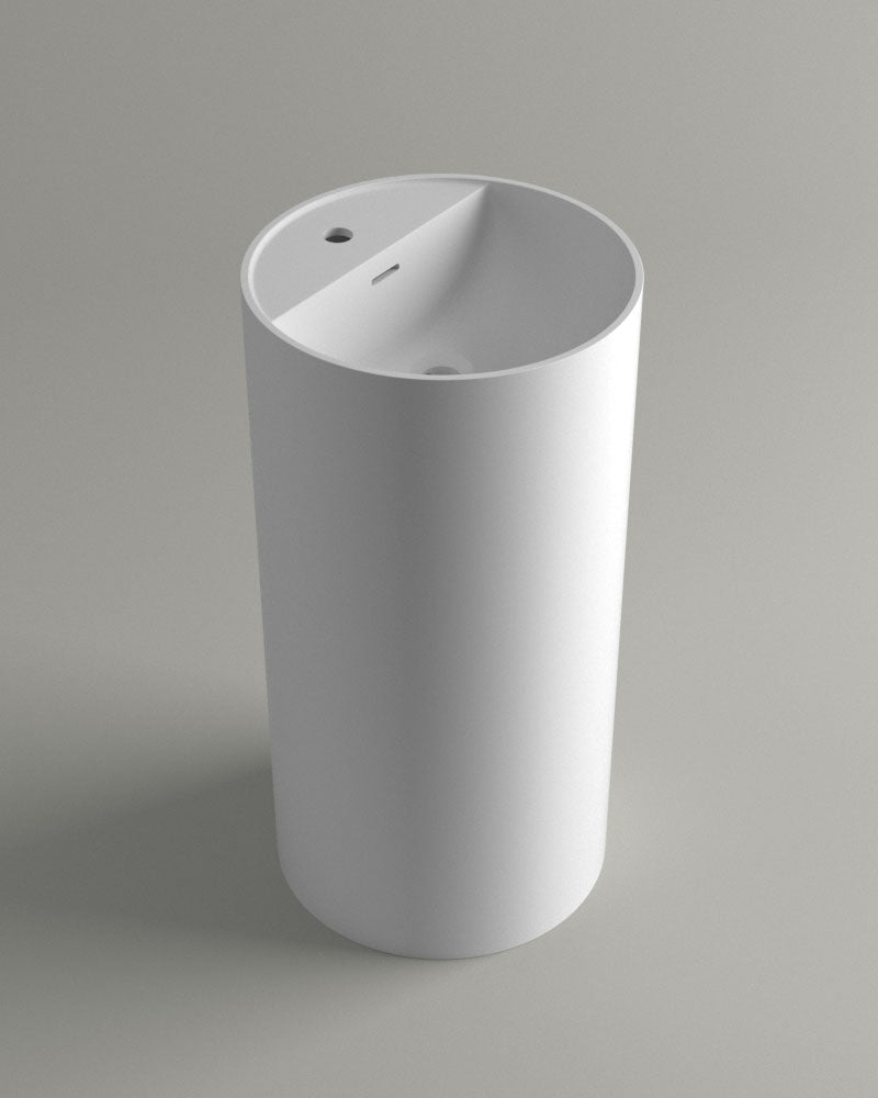 Lavabo freestanding Cerasa Colonna 2 in Solid Surface bianco opaco