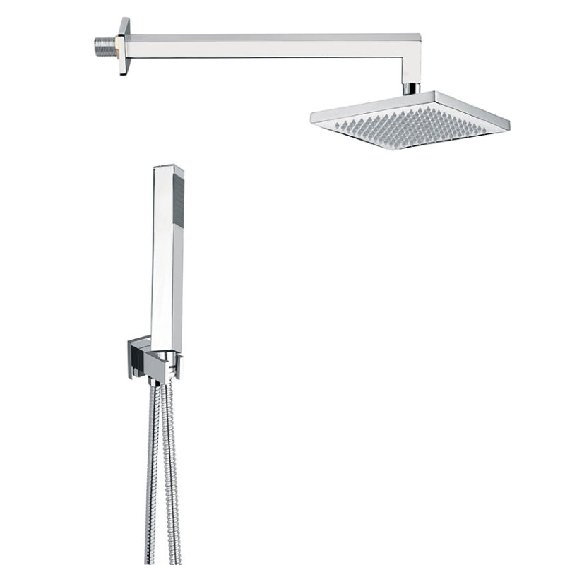 Set doccia Daniel SD615ZQ497590Q con soffione quadrato 20x20 cm e doccetta, finitura cromo