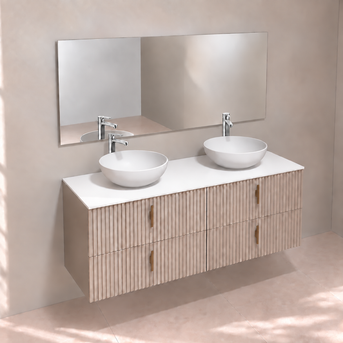 Mobile bagno sospeso BIBA doppio lavabo – Macchiato opaco