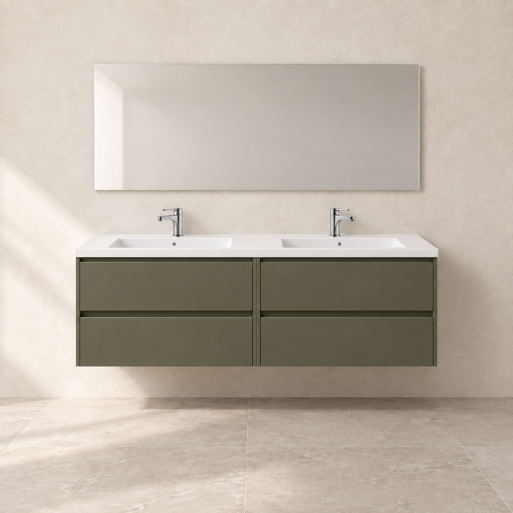Mobile bagno NOJA 140 doppio lavabo – Green Satin — render illustrativo