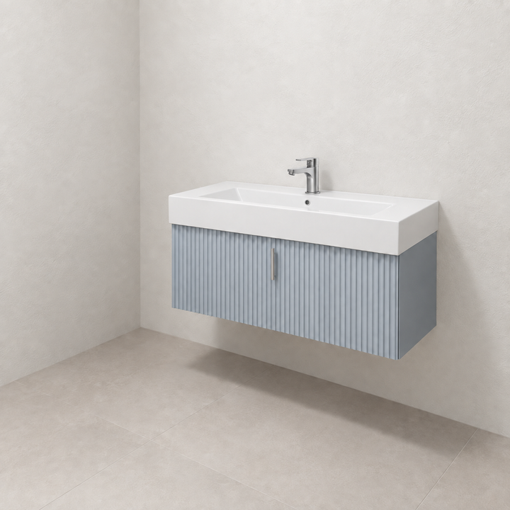 Mobile bagno BIBA 100 con lavabo VENETO – Blue Fog — render illustrativo