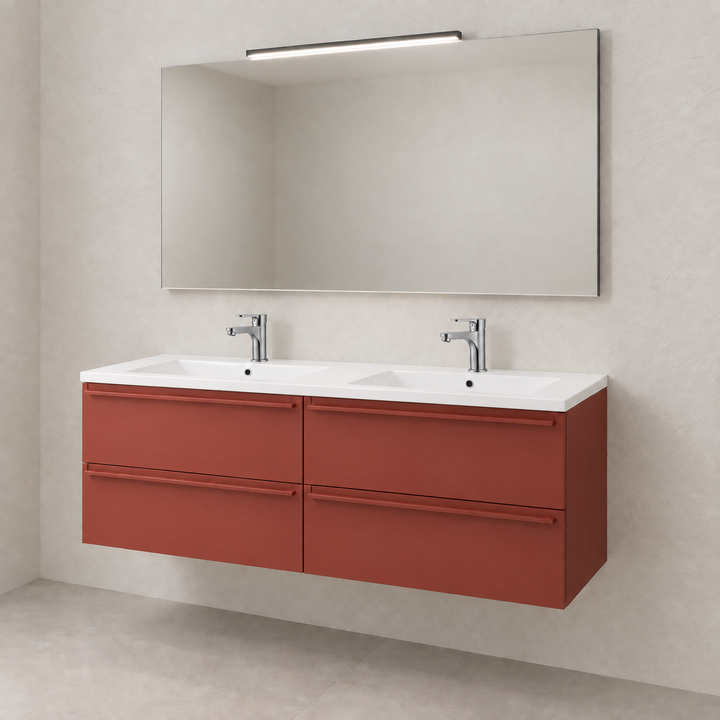 Mobile bagno ATTILA 140 doppio lavabo – Red Satin — render illustrativo