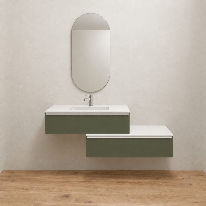 Mobile bagno SPIRIT con basi sfalsate – Green Forest — render illustrativo