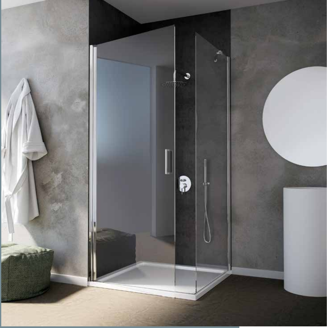 Box doccia angolare Paleo Deluxe con porta battente e laterale fisso
