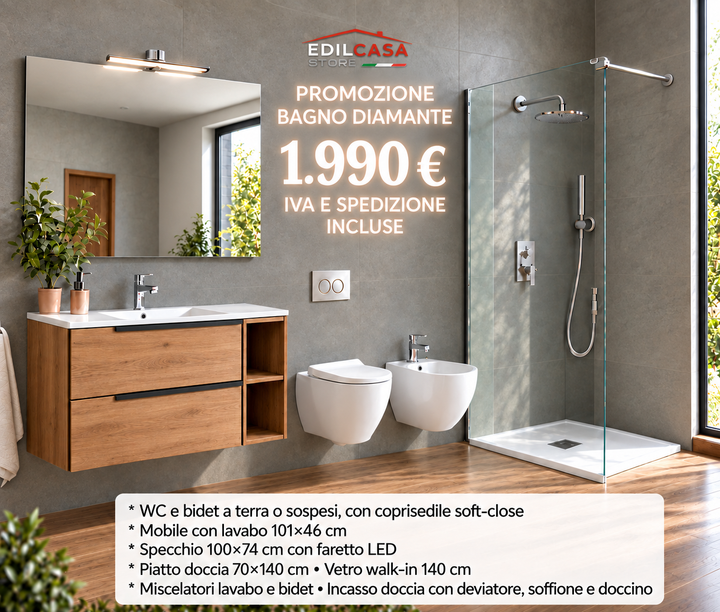 Promozione bagno Diamante 1.990 euro IVA e spedizione incluse