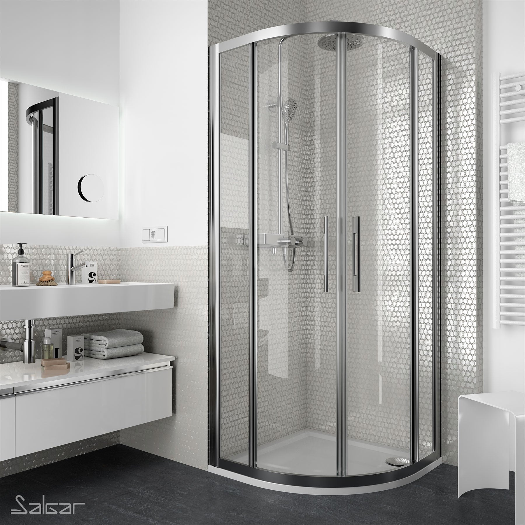 Box doccia semicircolare Salgar Clear in vetro trasparente