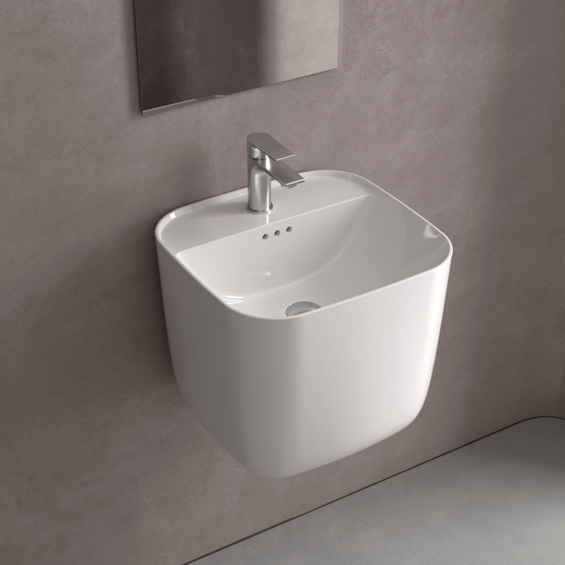 Lavabo sospeso Salgar Monolith Square bianco lucido